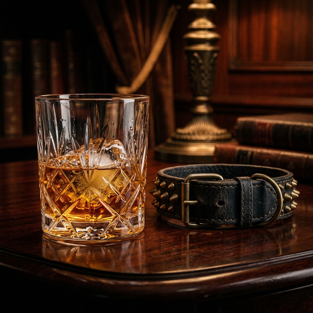 Verre de whiskey et collier de soumission